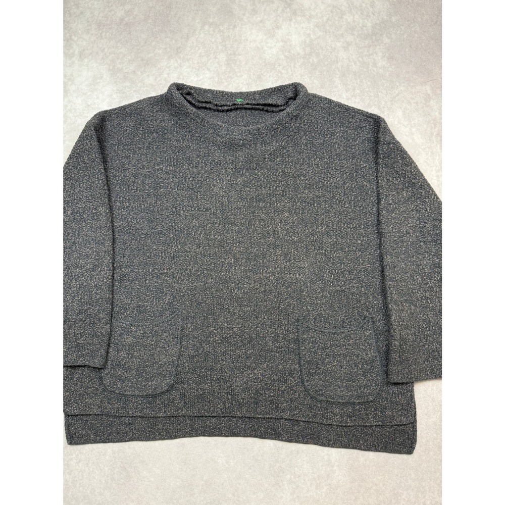 Margaret Winters NY Knit Sweater Women XL Gray Mock Neck Pockets USA Lagenlook